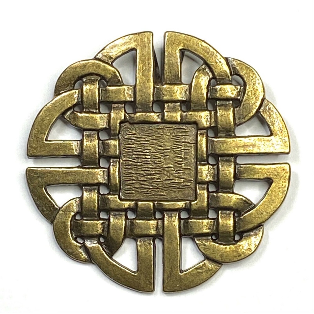 Celtic Shield Knot Pendant Brass Symbol to Ward Off Negativity 2 Inches